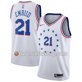 Camiseta Hombre NBA Philadelphia 76ers Joel Embiid 21 2018-19 Nike Blanco Swingman
